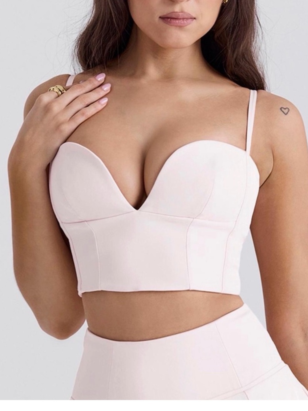 House of CB Pabla Ballerina Pink Cropped Bralette Top - Medium